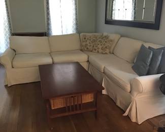 Pottery Barn sectional with slip covers