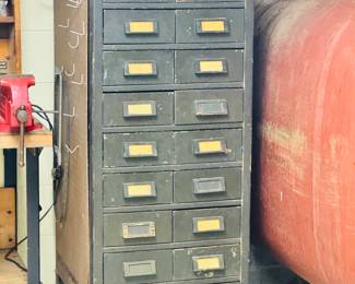 Vintage Wood Industrial Multi-Drawer Cabinet