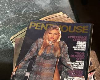 Box of older penthouse magazines
