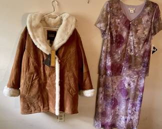 Suede coat still has tags, dress
