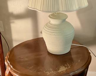 Lamp, round side table, one of 2