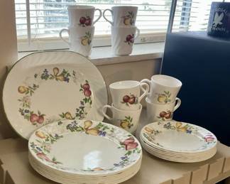 Corelle dinnerware for 8, mugs- platter-dinner plate- salad plate