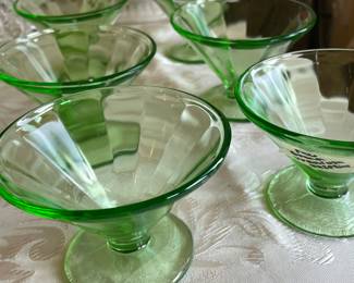 VINTAGE GREEN DEPRESSION GLASS