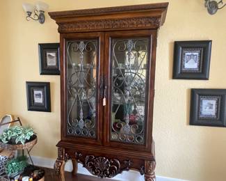 tall wood display curio cabinet