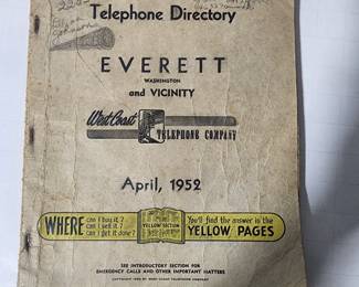 1952 EVERETT TELEPHONE DIRECTORY