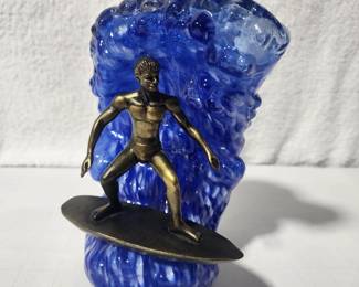 BLOWN GLASS AND METAL SURFER