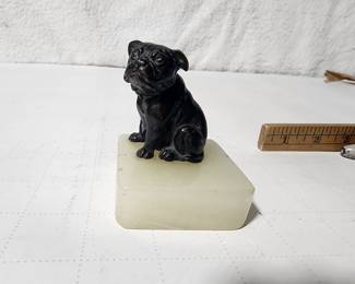 PUG SCULPTURE ON ALABASTER