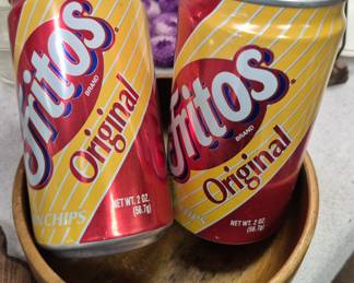Unopened 1990's canned Fritos can