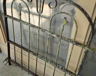 Much rustic outdoor items. Antique cast iron fence gate