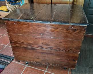 Much primitives!! Antique primitive pine ice box on rollers