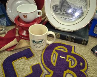 Christian Brothers varsity letters, Lovers Lane mug and St. James plate