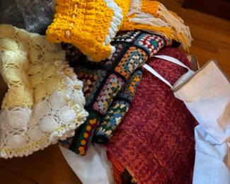 Handmade afghans and material to make one