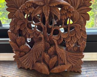 Asian carved wall art piece
