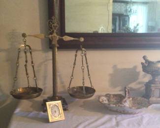 marble & brass vintage scale