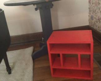 Pegged pedestal table w/ bar server attachment in red $150.