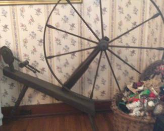 Antique 45" spinning wheel $200.