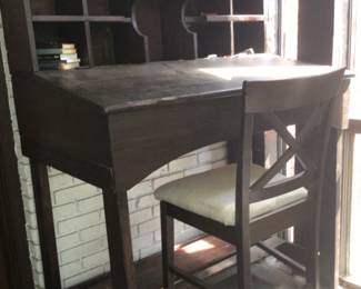 Vintage drawing/drafting table with cubby storage & high chair $300