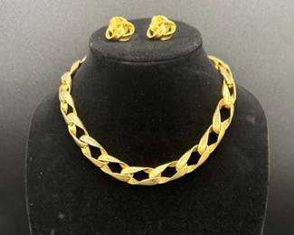 Chunky GoldTone Choker Earring Set