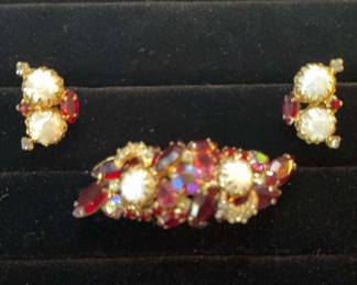 Vintage Pin And Earring Set