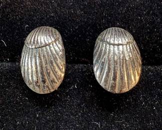 Georg Jensen Sterling Silver 90s Sea Shell Earrings