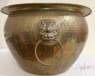 Brass Foo Dog Handled Planter