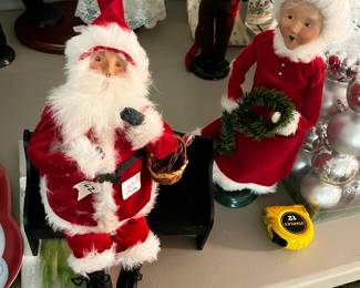 #162 Byers Choice Santa, Mrs. Claus and Bench $30.00