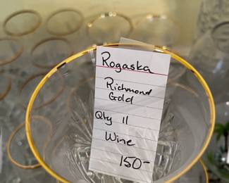 #195 Rogaska Richmond Gold White Wine Glasses - set of 11 $150.00