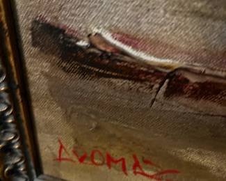 #159 Oil Painting of Water w/City Scene in Background Framed - 34x47 $100.00