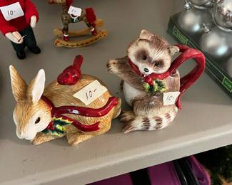 #167 Fitz & Floyd Sugar and Creamer of Bunny & Racoon $20.00