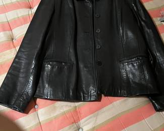 #178 Ann Taylor Black Leather Jacket Size L $75.00