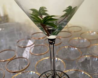 #198 Hand-Painted Palm Tree Martini Glasses - set of 4 $24.00