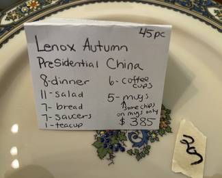 #207 Lenox "Autumn" presidential China - mixture of 8 place settings - 45 pc $385.00