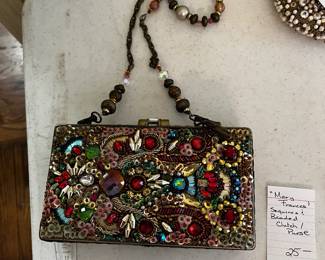 #179 Mary Francis Sequin Bead Shoulder/Clutch Bag $25.00