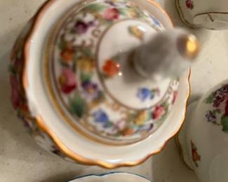 chip on sugar bowl #209 Schumann Germany Empress Dresden Flowers - 3 pc set (small chip on sugar bowl) $75.00