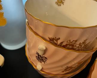#185 Minton Minuet Pink/Gold China - 24 pieces (as is cup handle) $100.00