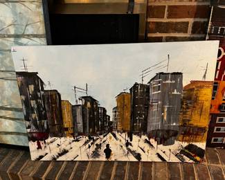 #168 Acrylic of Winter City Scene - unframed - 24x36 from Brooks & Collier $80.00