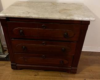 #122 end table with 3 drawers and marble top 30x18x26 $175.00