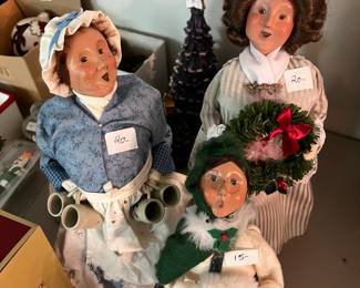 #166 Byers Choice Lady with A Wreath, Barmaid & lady w/muff $55.00