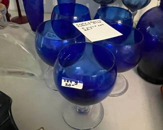 #151 Crate & Barrel set of 5 Cobalt Blue Glasses $20.00