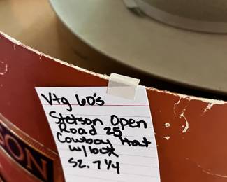#216 Vtg 60's Stetson open road 25' cowboy hat w box size 7.25 $125.00
