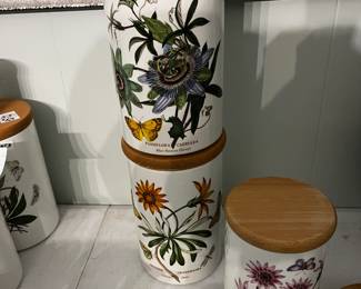 #157 Portmeirion The Botanic Garden - Set of 3 Tall Cannisters $40.00