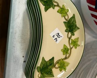 #102 Franciscan Ivy 6 pc Curved Salad Plates $30.00
#103 Franciscan Ivy 6 pc Curved Salad Plates $30.00