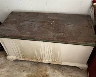 #145 White Painted Trunk w/Wood Top w/Box w/lid inside - 45x20x21 $30.00