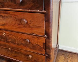 #8 Antique 4 Drawer Chest w/burl wood front (as is some finish and back piece off) - 44x20x38 $275.00