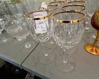 #193 Gorham Lady Ann Gold Edging set of 10 white wine glasses $100.00