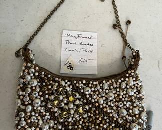 #180 Mary Francis Pearl Beaded Shoulder/Clutch Bag $25.00