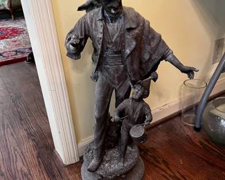 #64 Heavy Metal Statue of Man & Boy - 27" Tall $65.00