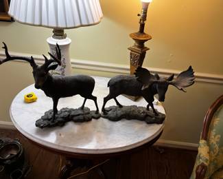 #7 Pair of Resin Statues - 12" Tall - 1 deer and 1 moose $50.00