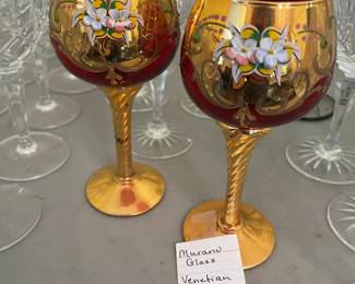 #196 Murano Glass Venetian set of 2 Glasses $80.00
