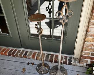 #20 Pair of Iron Candle Holders (as is chip on top of taller one) - 37", 30" $25.00